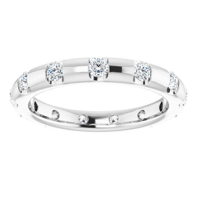 0.45 ct. Round Diamond Eternity Band Half Bezel Ring-VIRABYANI